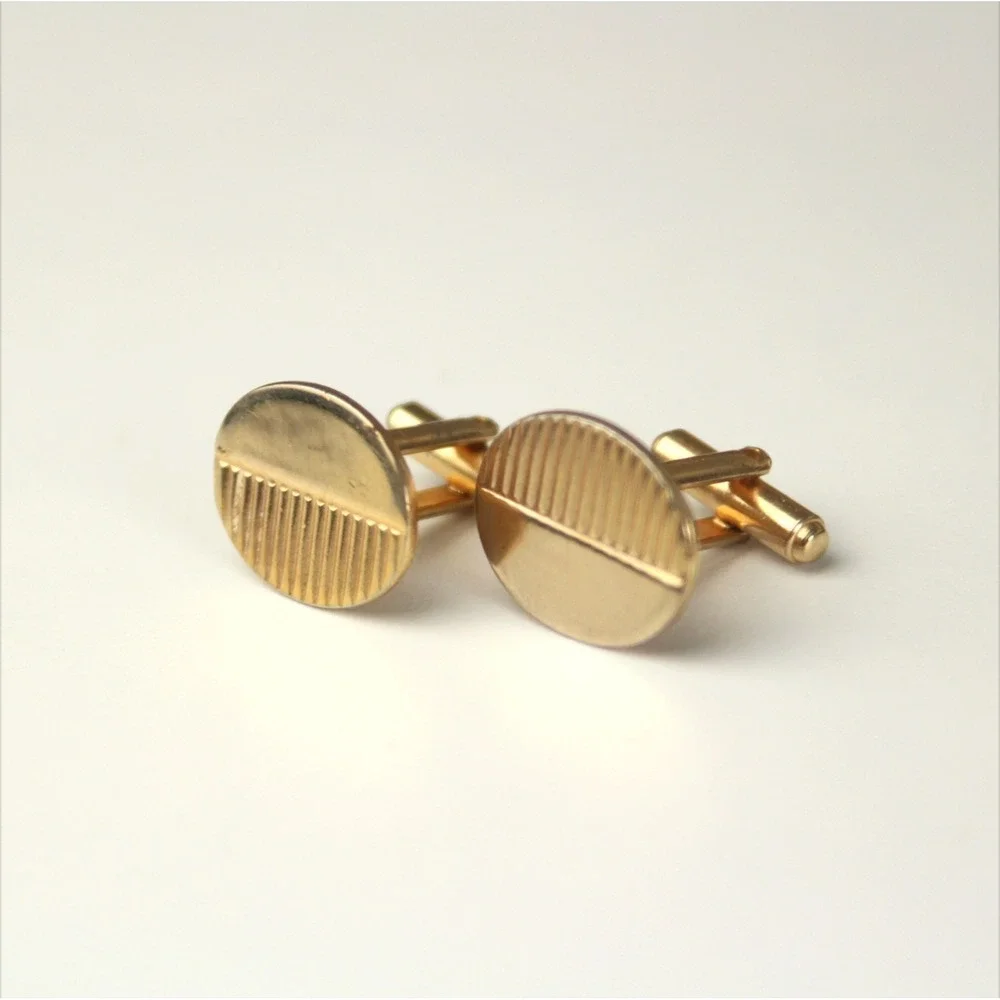 Vintage Men's Gold Tone Rectangle Cufflinks Formal Shirt Accessories‎